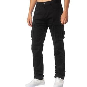 ITALYMORN Black Size 38 Cargo Work Pants for Men Classic Fit Casual Outdoor